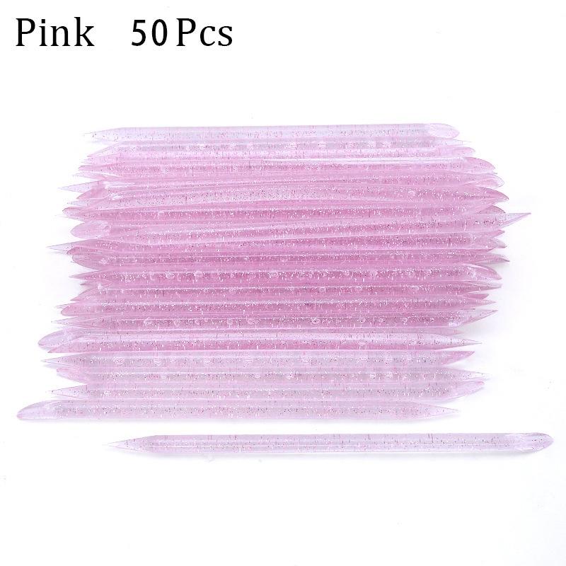 

50 шт., хрустальная палочка для дизайна ногтей, толкатель для кутикулы, многоразовый двойной конец для удаления кутикулы, инструменты для отрастания кутикулы, педикюра, маникюра, ногтей розовый