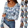 Women's Slim Bottom T-shirt Fashion Casual Gradient Printing Round Neck Pullover Long Sleeve Top