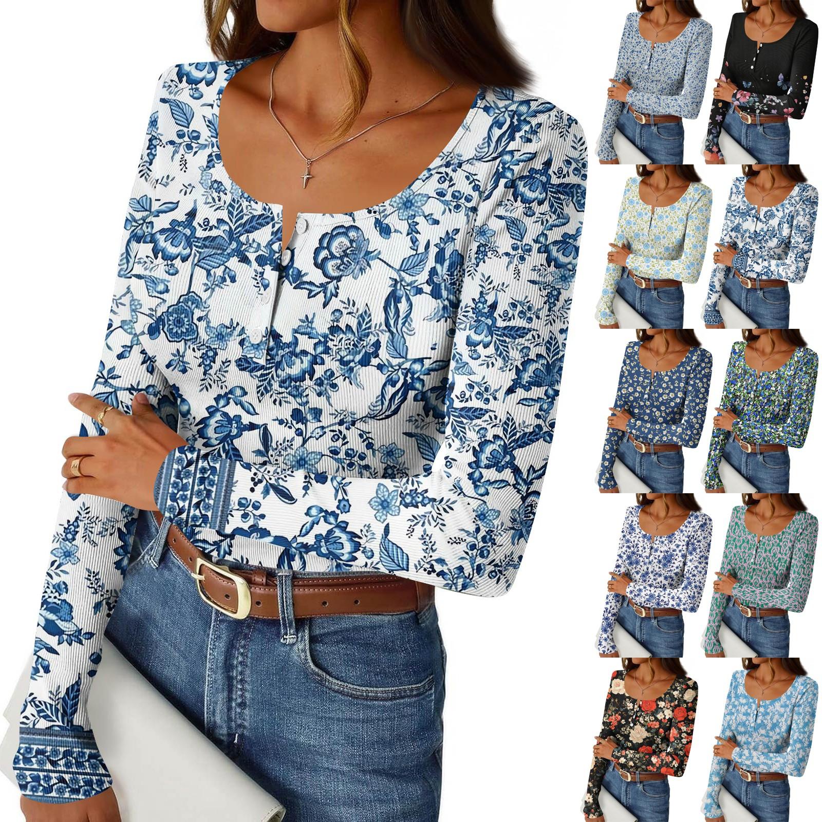 

Women s Slim Bottom T-shirt Fashion Casual Gradient Printing Round Neck Pullover Long Sleeve Top S чорний