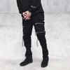 Men's Slim Fit Chinese Style Work Pants with Zipper and Ribbon Detail