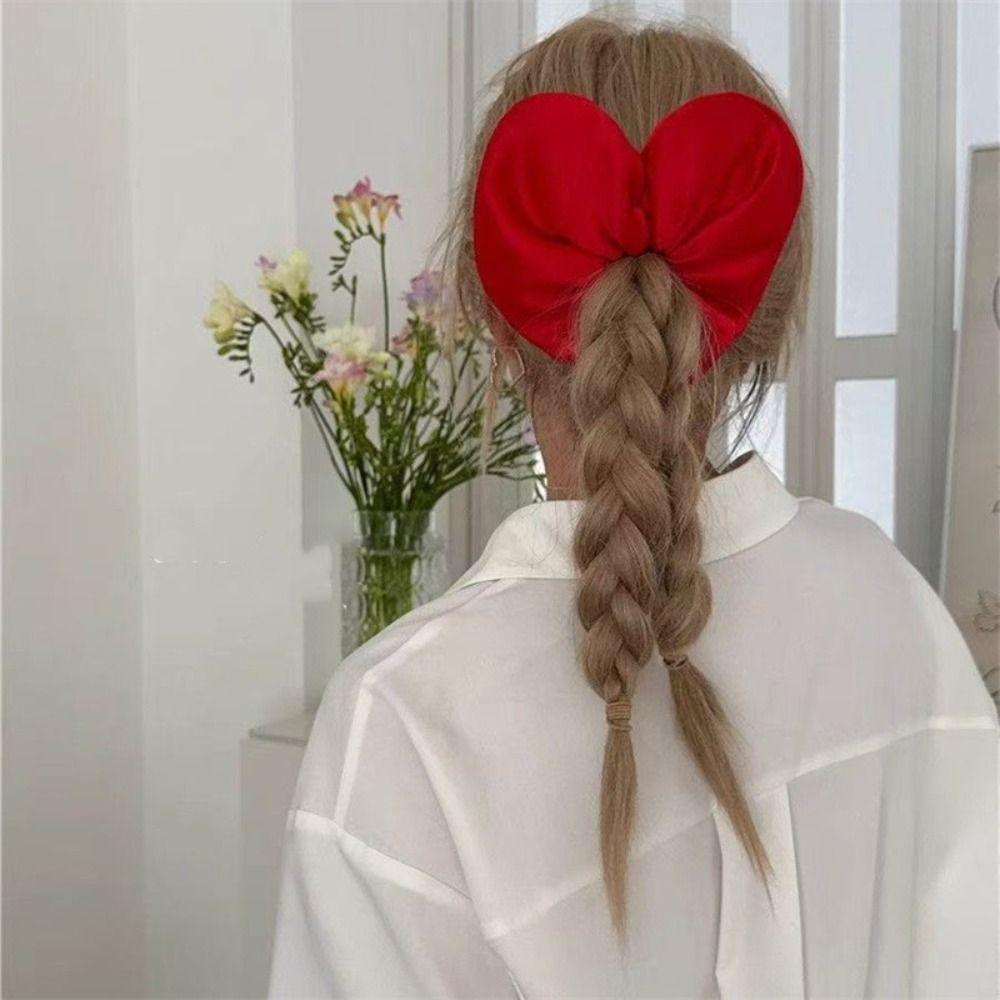 Cloth Heart Hair Rope Love Exaggerated Hair Ring Personality Ponytail Elastic Rubber Band  Party