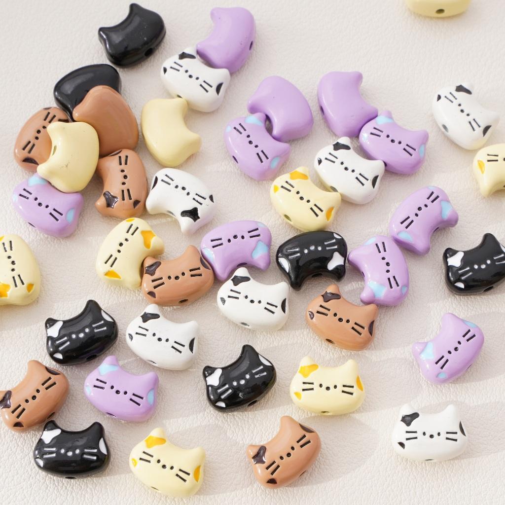[12X9mm] 1pc Alloy Cat Beads Color Cute Kitten Beads Accessories DIY Jewelry Accessories