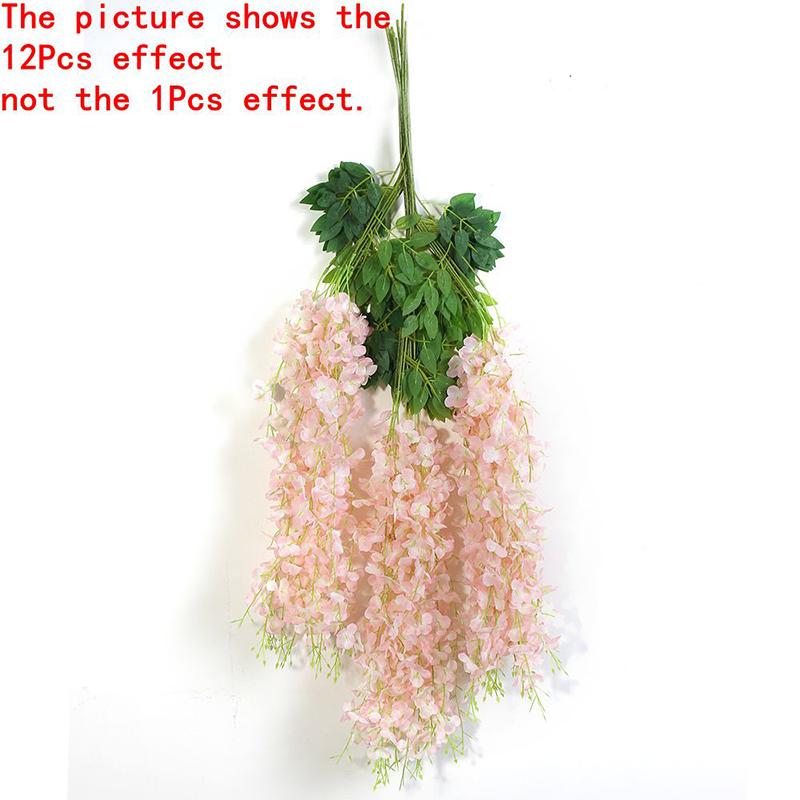 1/3/5/12Pcs Artificial Flowers Silk Wisteria Vine Fake Silk Hanging Flower for Wedding Party Garden Outdoor Home Wall Decoration