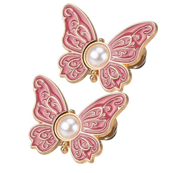2Pcs Waist Butterfly Clips Reusable No Sew Pants Waist Tightener Buckle Clasp Detachable Butterfly Waist Cinching Button for Loose Jeans