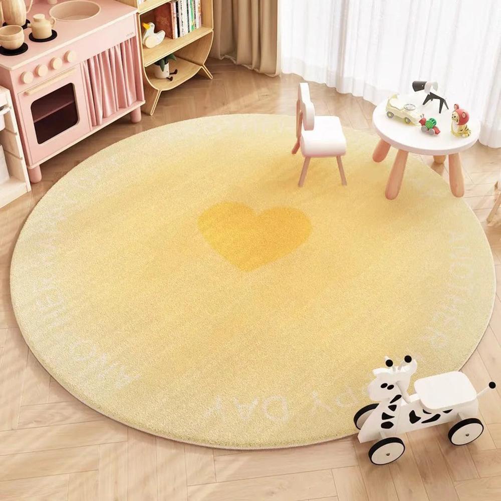 

VIKAMA Faux Cashmere Carpet Simple Love Coffee Table Cushion Sofa Rug Living Room Floor Cushion Round Rug Non-Slip Home Decor 60cm 24inch