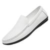 Men's round head two-layer cowhide simple men's casual single shoes sleeve Doudou shoes breathable flat heel single shoes men's shoes