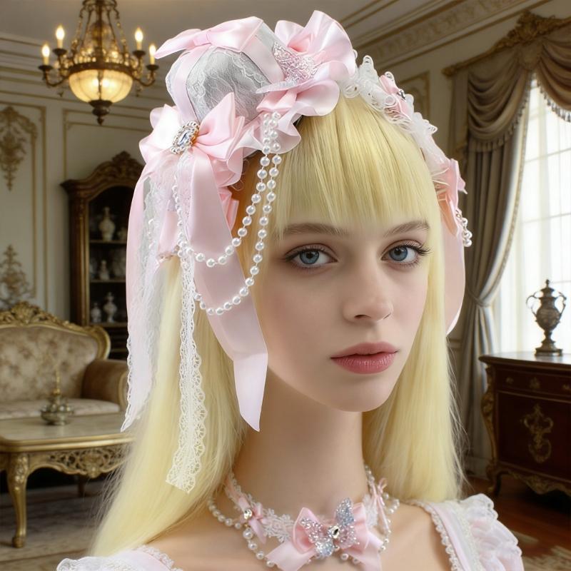 Elegant Anime Butterfly Bows Hair Accessory Costume Headpiece Hair Decoration With Lace For Cosplay And Daily Wear