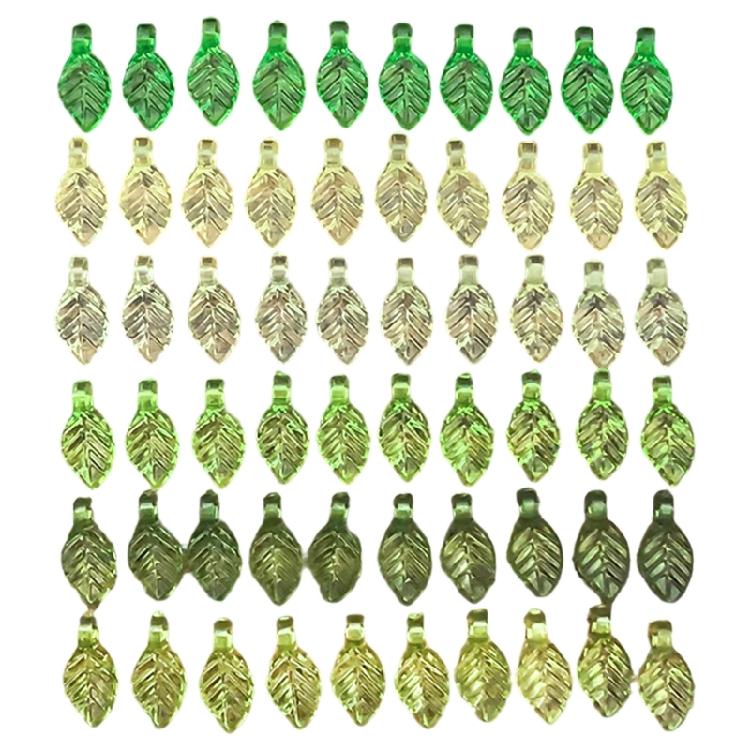 

Transparent Leaf Shaped Beads Green Acrylic Charms Multi Patterns Jewelry Components For Homemade Bracelet Earrings