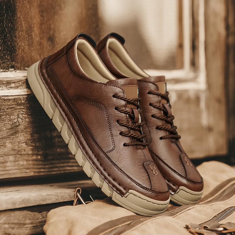 Fashion Lightweight Men's Casual Leather Shoes Comfortable Walking Shoes Suitable for Daily Wear Hiking Shoes Treking Footwear Sneakers