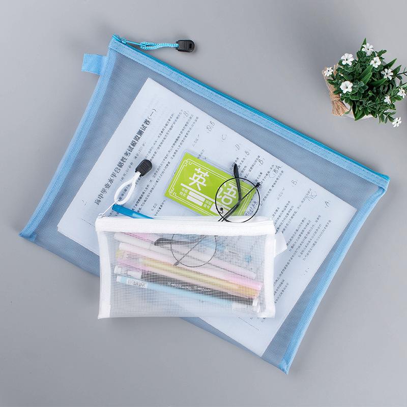 1pc Mesh Women Folders Makeup Pencil Case Storage Bags Large Cosmetics Bag Organizer Case Multifunction A4 Document Bag33.5X24cm