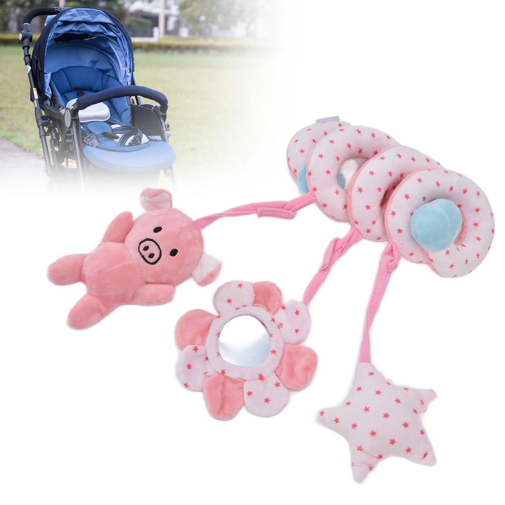 Baby Plush Animal Stroller Toys Spiral Activity Hanging Toys Ringing Crib Stroller Toys