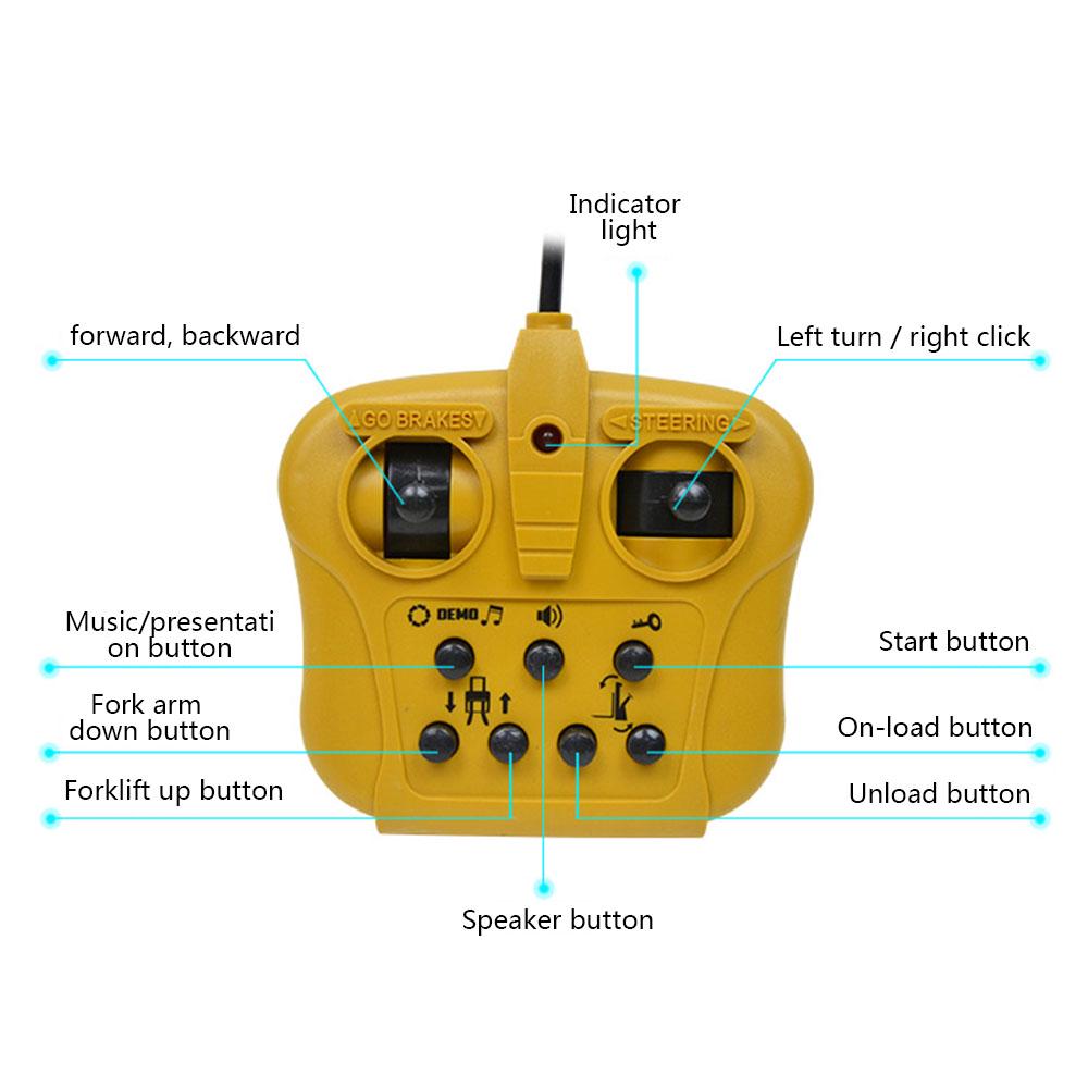 13 41 14Cm Remote Control Vehicles RC Forklift Rechargeable Vehicle Engineering Radio Control Vehicle Construction Mechanical Simulation High Lifts Crane