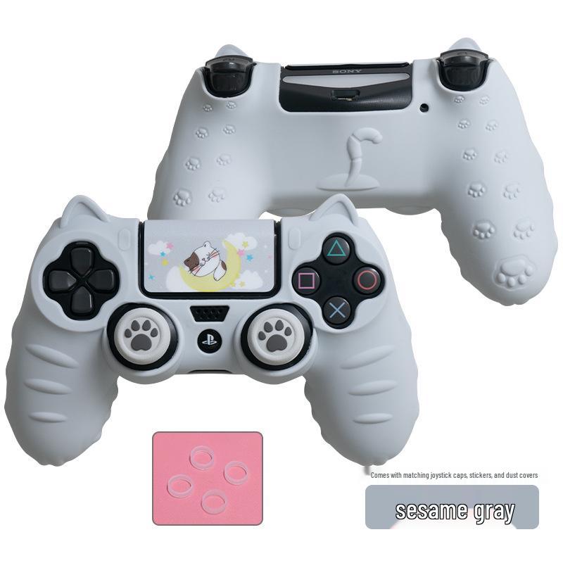 Cartoon Cute Silicone PS4 Controller Case with Joystick Caps, Stickers & Anti-Dust Ring