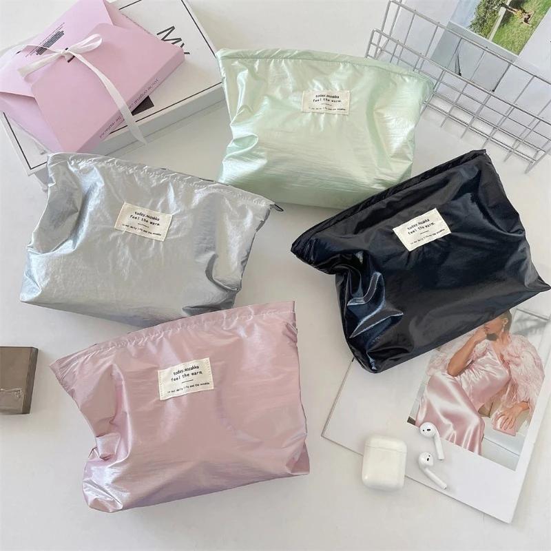 Jednoduché lesklé flitry Stříbrná spojka Kosmetická kabelka taštička na make-up Přenosné ženy Toaletní potřeby Péče o pleť Úložná taška taška s organizérem