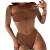 Women's Fashionable Casual  Color Strapless Swimsuit
