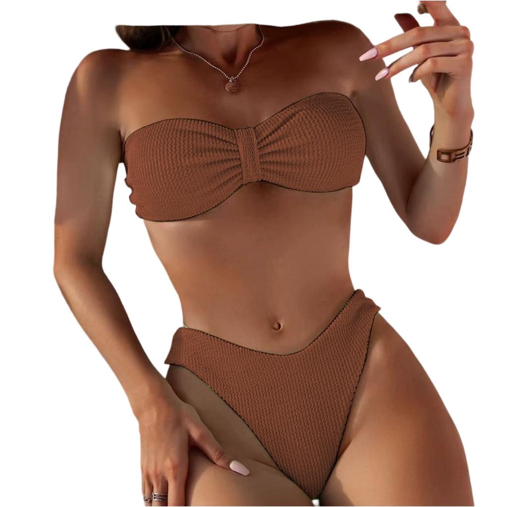 Women's Fashionable Casual  Color Strapless Swimsuit