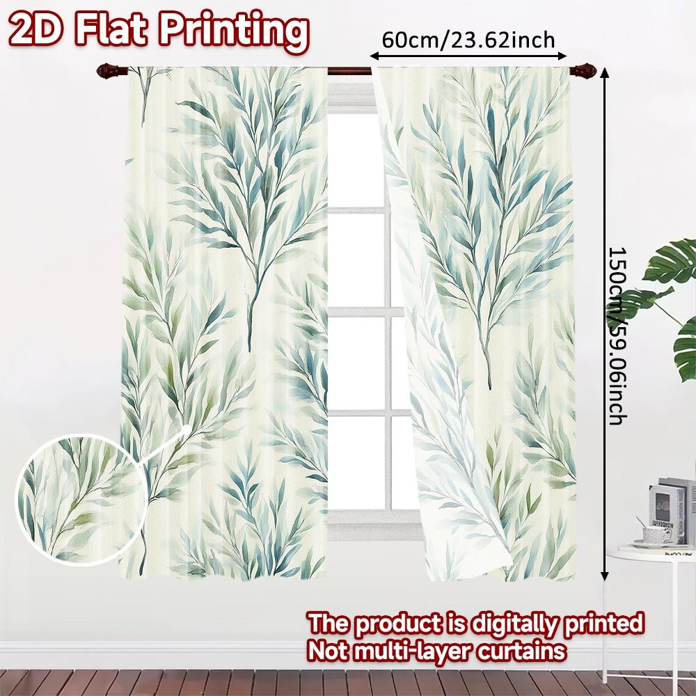 2D FLAT PRINTING 2pcs Curtains (Without Rod) Floral Greenery Design (3) April Fools Is Day Festival Creative Curtains Polyester