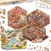 3D House Sticker Set of DIY Collage Scenery Landscaping Paper Miniature Paper 3D Korean Style Decorative Planner Stress Includes Tweezers Forest Hotel