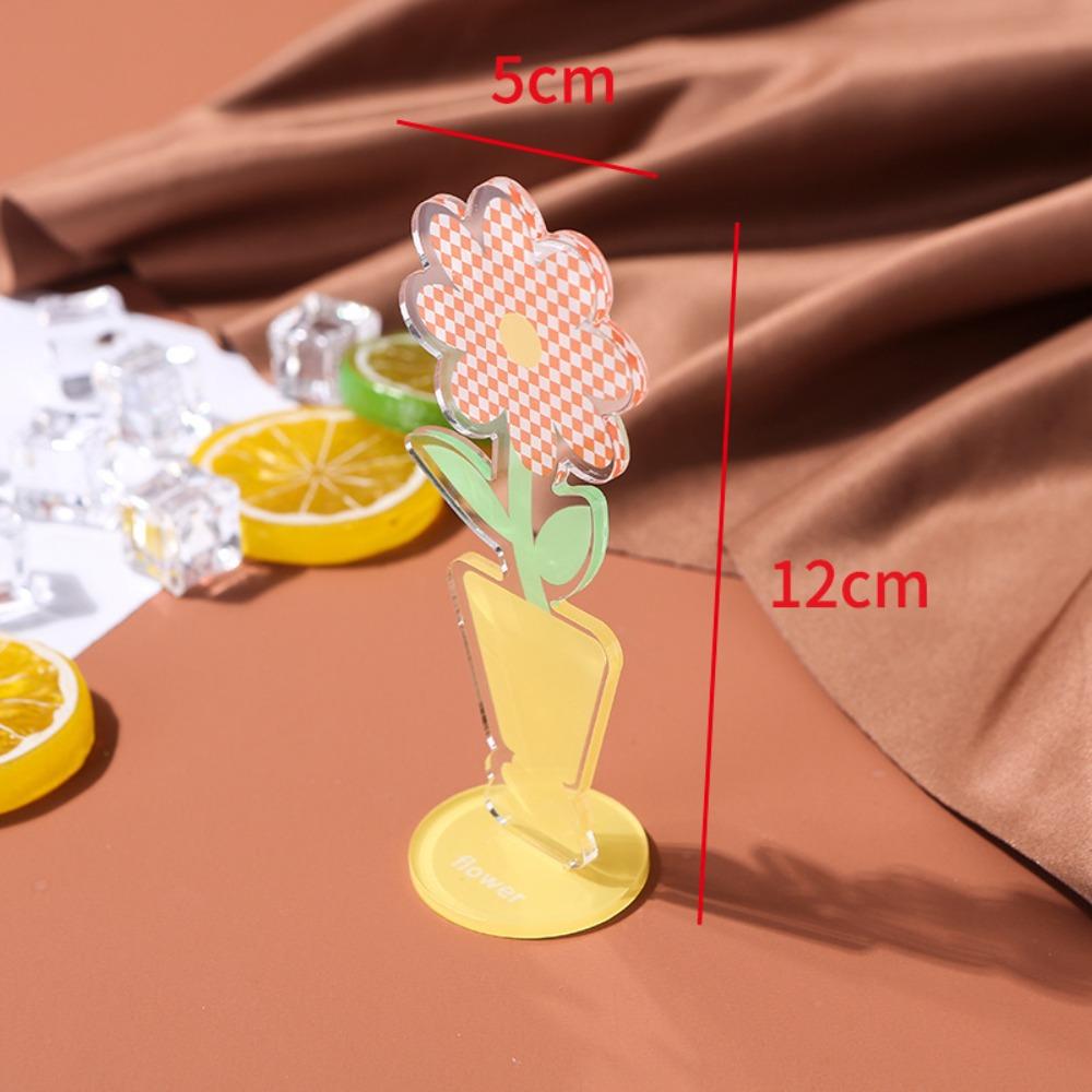 Flower Shaped Acrylic Flower Card Holder Portable Flower Desk Paper Clip Desktop Decoration