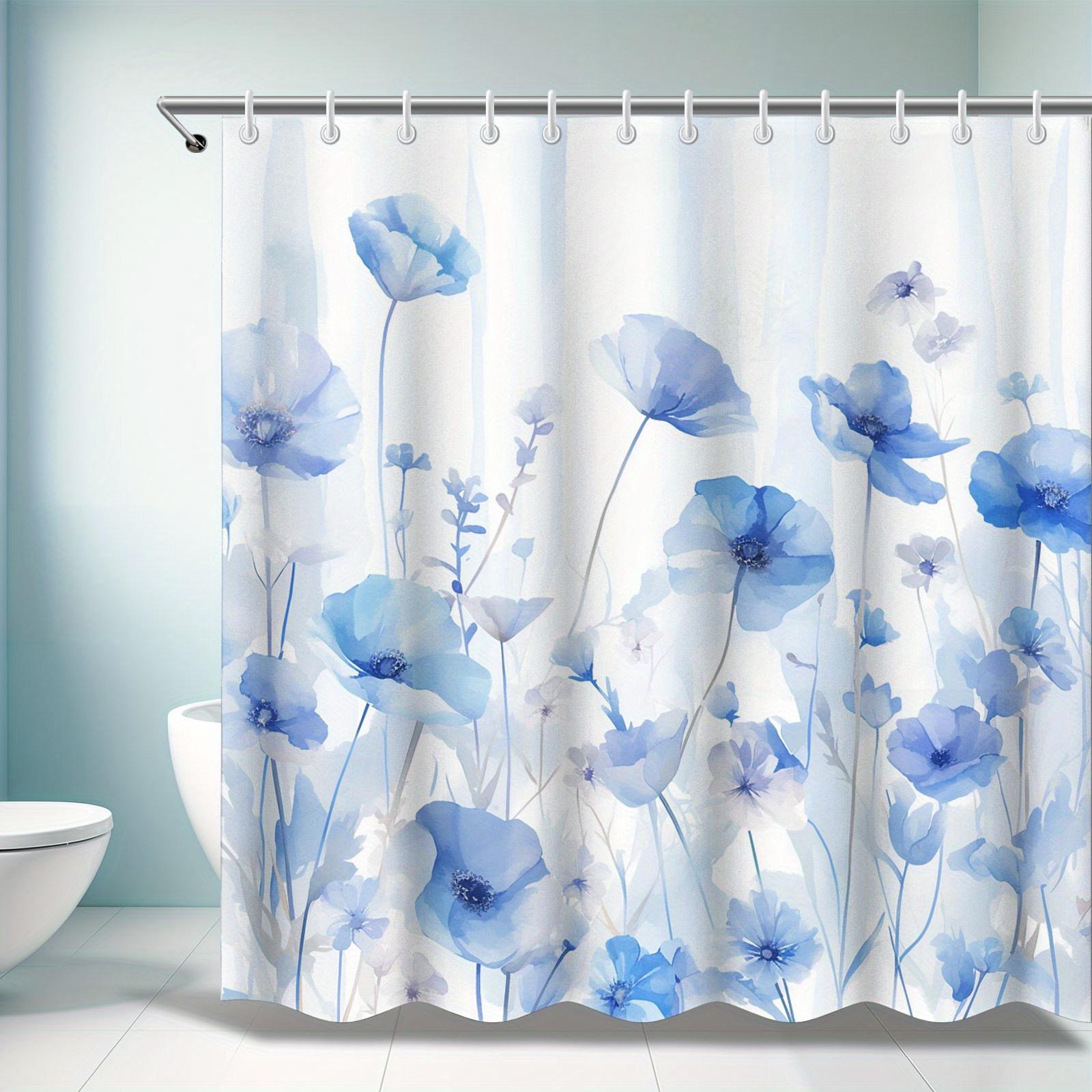 

Enhance Your Bathroom with a Waterproof Shower Curtain Featuring Delicate Blue Flowers for a Fresh and Elegant Look W90XH180cm