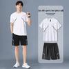 Men's Ice Silk Quick-Dry Fitness T-Shirt & Shorts Set - Short Sleeve Sportswear for Summer, Ideal for Basketball, Running, and Training.