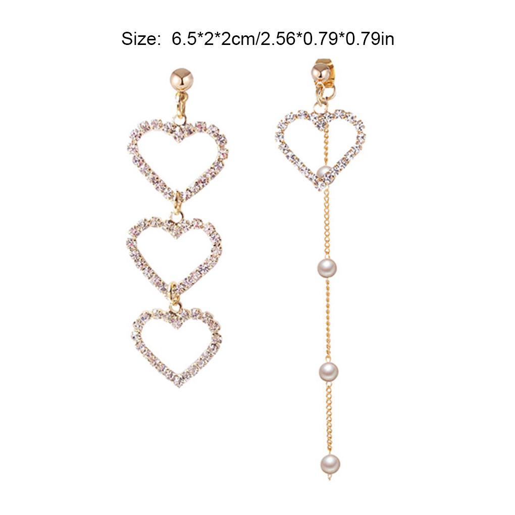 2piece Golden Alloy Made Charm Earrings For Elegant Style Crystal Tassel Pearl Partners Friends