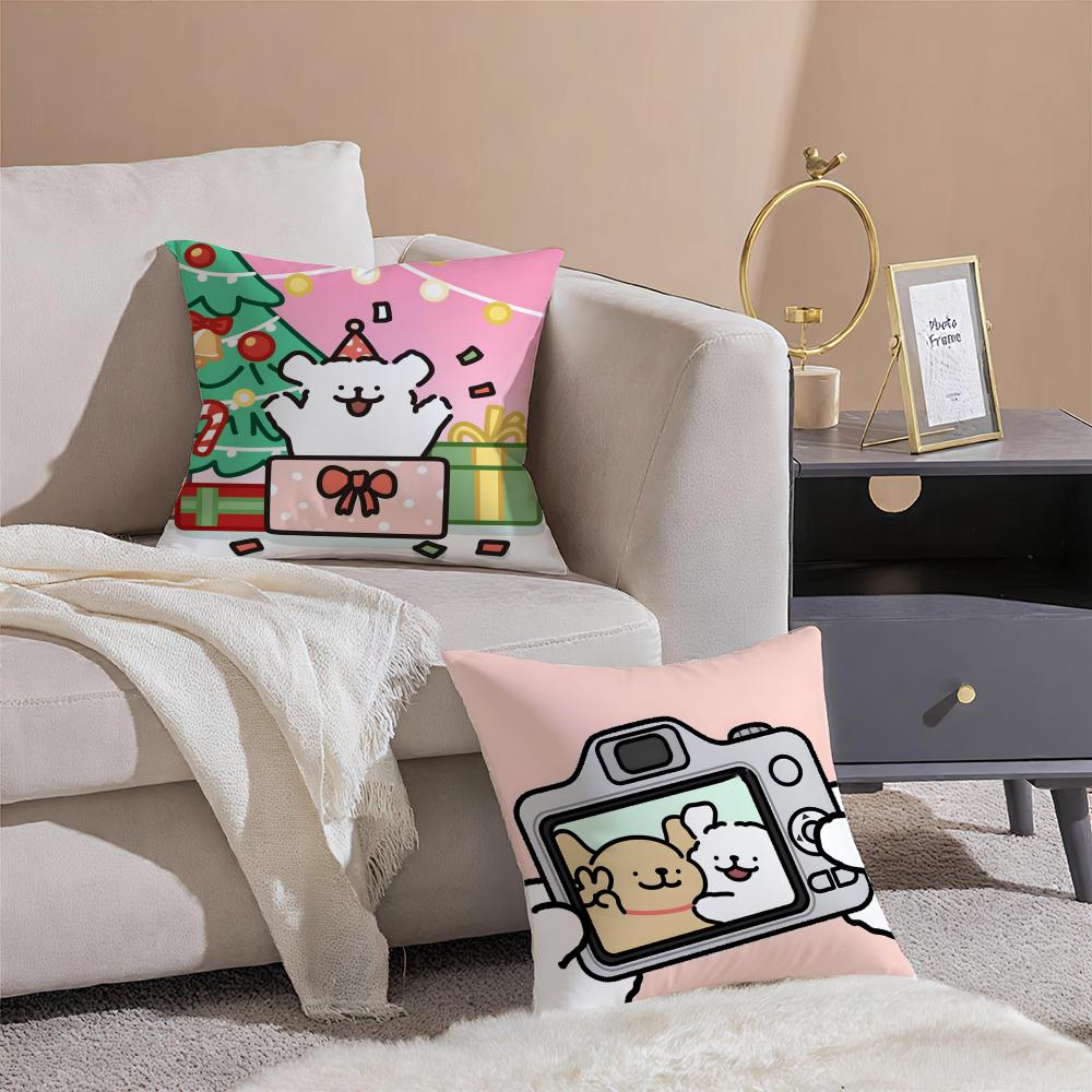 Character L-Line Puppy Cushion Cover Breathable Linen Pillowcase Summer Odorless Eco-Friendly Invisible Zipper Washable
