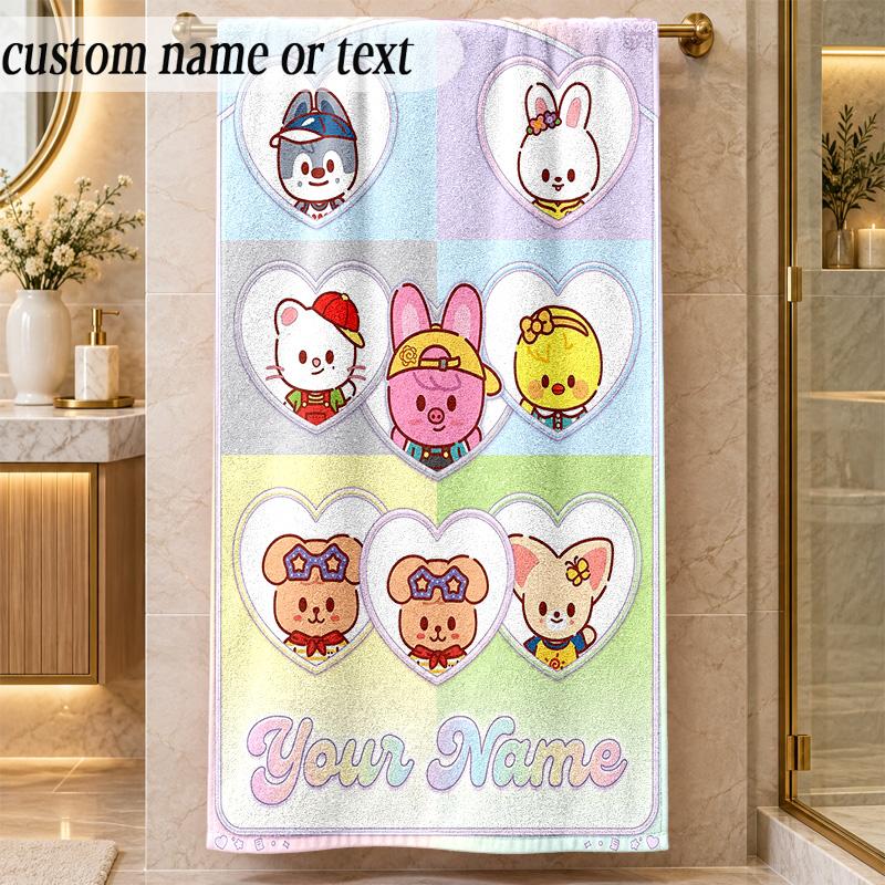 Beach TowelStray Kids Custom Name Text Personalized Soft Towel for Beach Pool Indoor Home Decor Gift