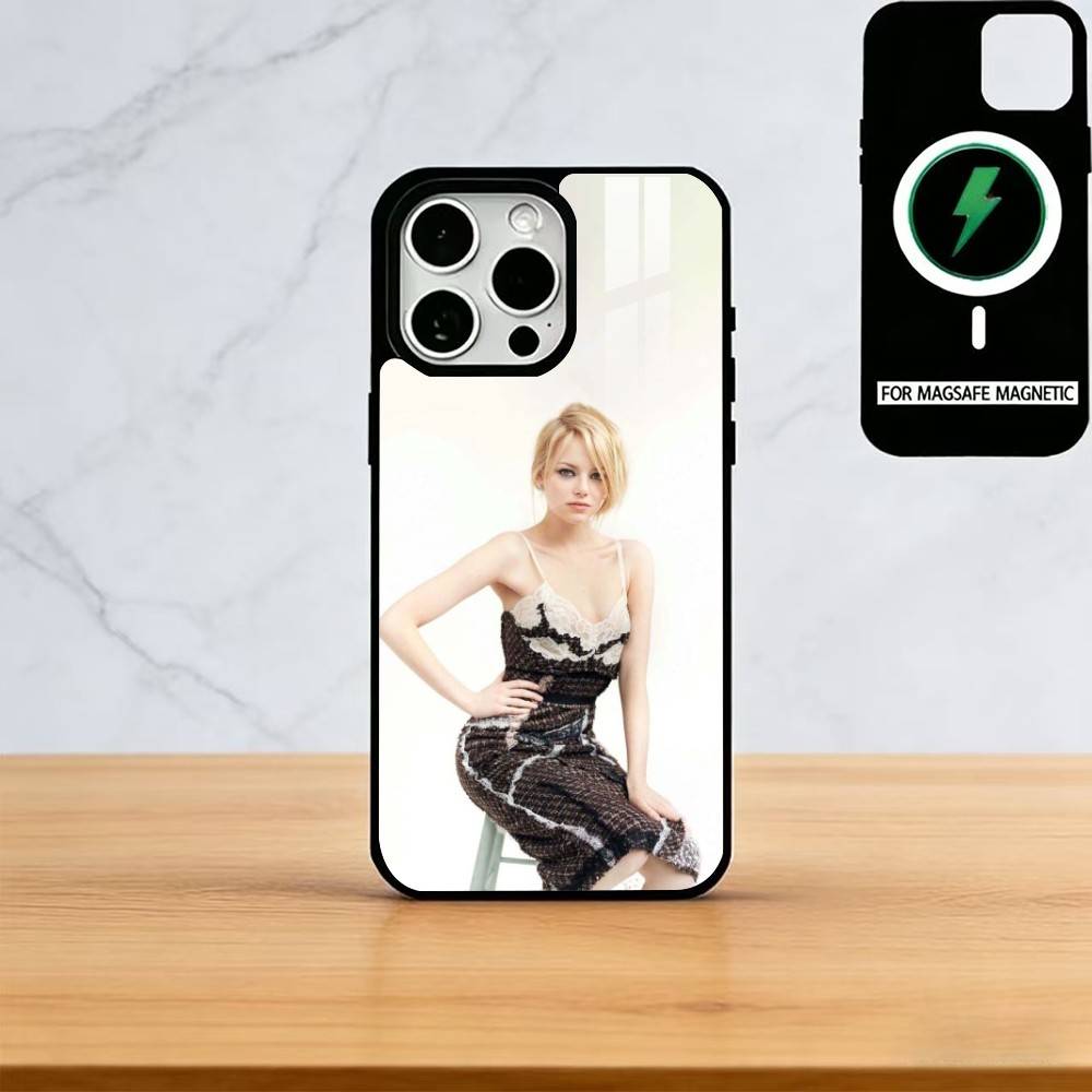 Emma Stone Phone Case For iPhone17,16,15,14,13,12,11 Plus,Pro Magnetic For Magsafe Wireless Charging