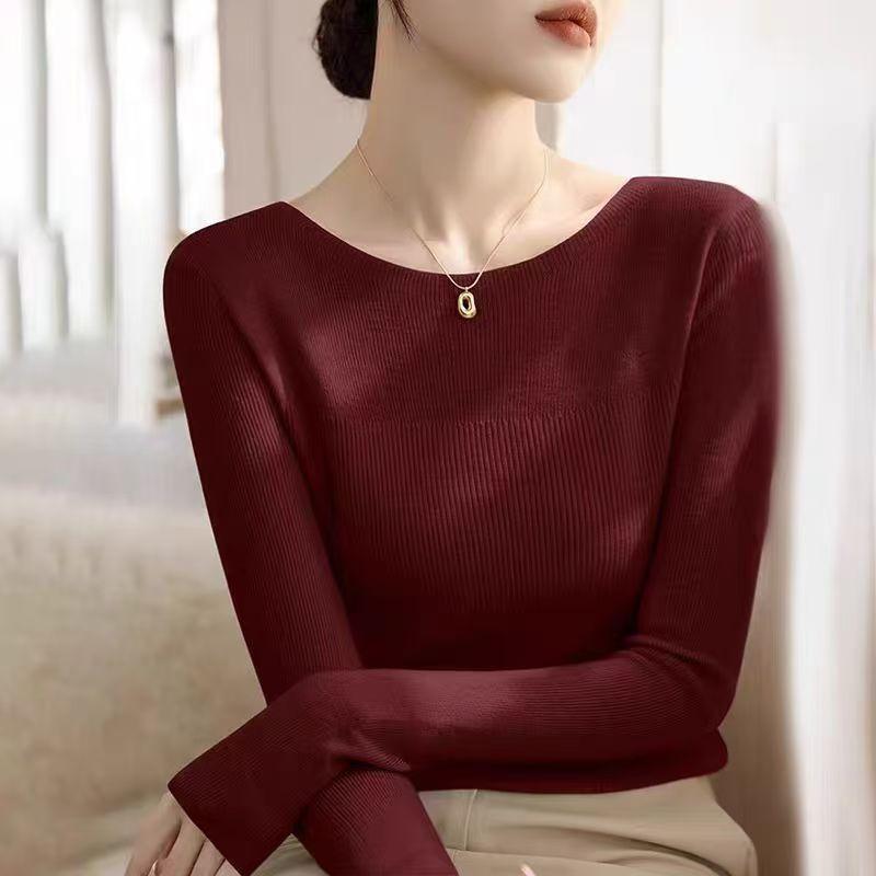

Women s Slim-Fit Knit Sweater Fitted Off-Shoulder Long-Sleeve Solid Knit Stretch Knit Pullover Top XL вино красного