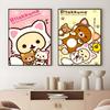Uroczy Kreskówkowy Anime Rilakkuma Klasyczny Plakat HD 4K Samoprzylepny Druk na Ścianę Wodoodporny Wystrój Estetyczny do Domu Salonu Sypialni Baru