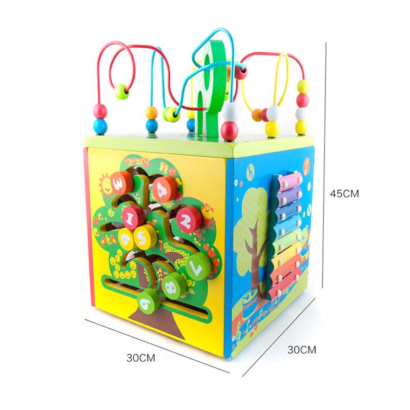 Multifunctional Wooden Early Education Maze and Bead Box for Children Ages 1-3