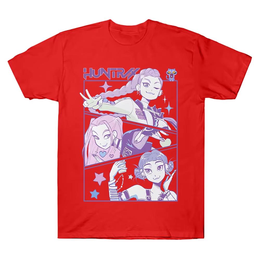 KPop Demon Hunters Print Graphic Cotton Women Tshirt Summer Y2K Men Clothes Hot Anime Aesthetic Short Sleeve Comfortable T-shirt