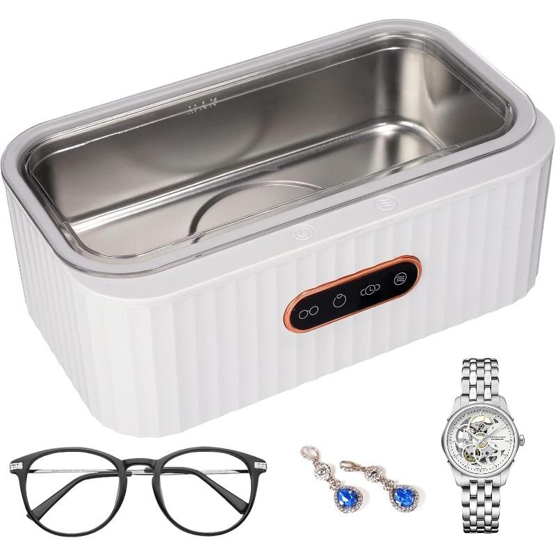 Ultrasonic Cleaner, 45 kHz Ultrasonic Glasses Cleaner with 4 Modes, 400 ml Ultrasonic Cleaner, Stainless Steel Ultrasonic Cleaner for Jewelry, Glasses