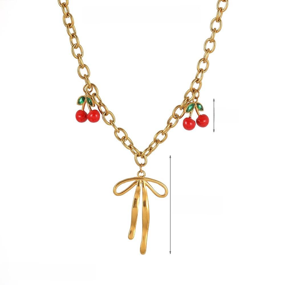 Stainless Steel Fruit Necklace For Women Summer Fashion Jewelry With Resin Pendant