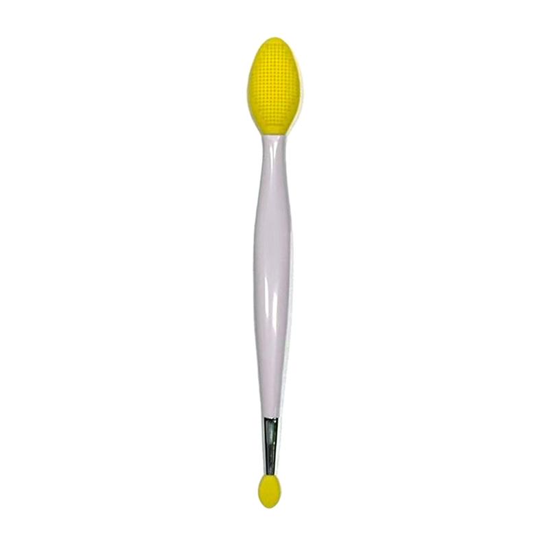 Double-headed Silicone Brush Skin Care Lip Exfoliating Facial Cleansing Face Scrub Nose Clean Brush Lipstick Lip Balm Applicator жёлтый