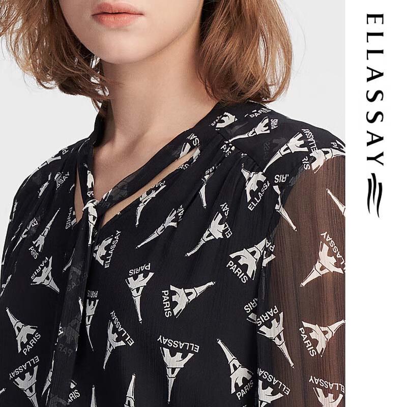 ELLASSAY Women's Silk French Print Shirt