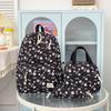 Girl Inspired Bow Flower Print Three Piece Backpack Set Nylon Lightweight Large Capacity Girls' Backpack Campus Student Backpack