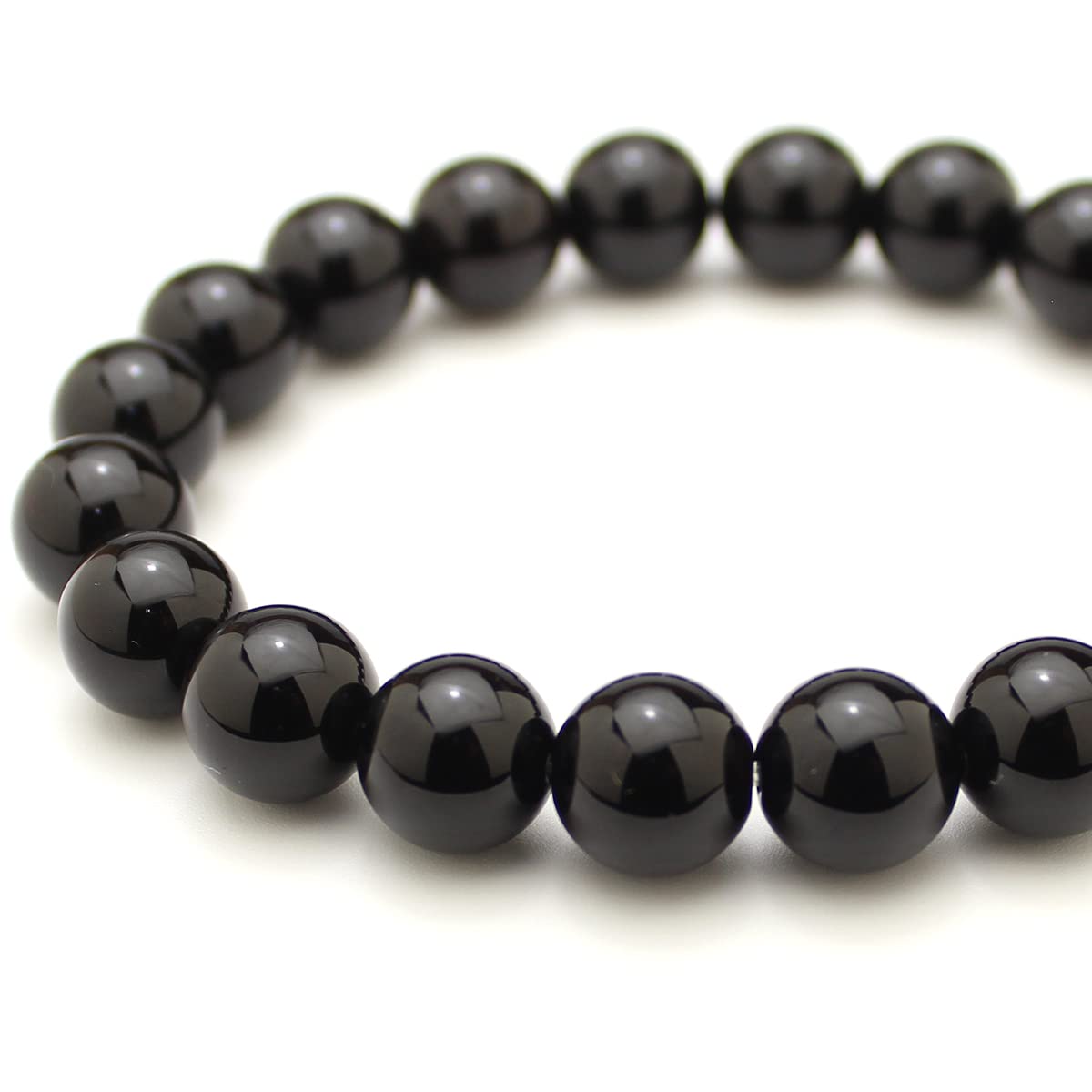

Браслет из черного кварца мориона 10 мм с драгоценным камнем, высочайшая бриллиантовая полировка [Размер 15 см], Сертификат, Качество,