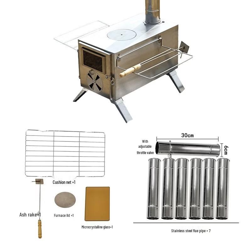 ZISIZ Foldable Camping Tent Wood Stove