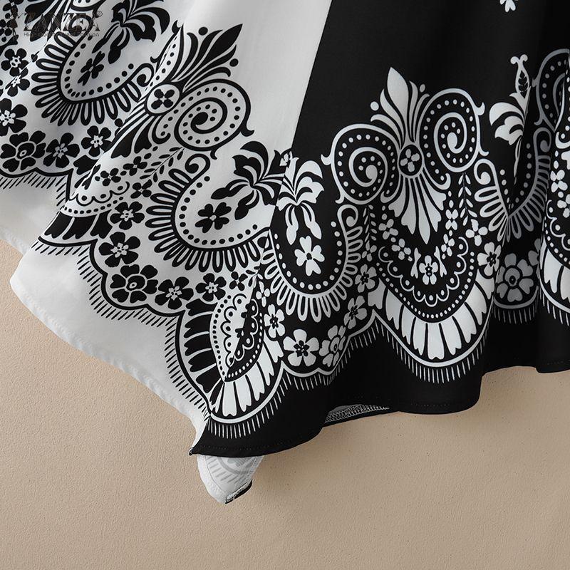 ZANZEA Damen Boho Print Lässige Ärmellose V-Ausschnitt Slip Camisoles