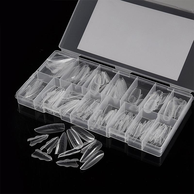 180Pcs Sandwich Dual Nail Form Mold Reusable Full Cover Mold Clear Nail Art Extension Shaping Tool Coffin Almond Nail Forms