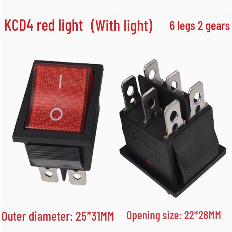 KCD4 Rocker Switch: 16A, 250V, 4/6 Pins, 2/3 Positions, with Lighted Reset Button