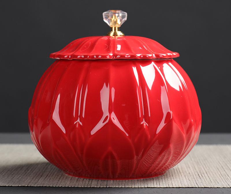 Chinese Style Large Capacity Ceramic Tea Storage Cans Sealed Pot For Kitchen Spices Organizer Celadon Porcelain Tea Coffee Jars