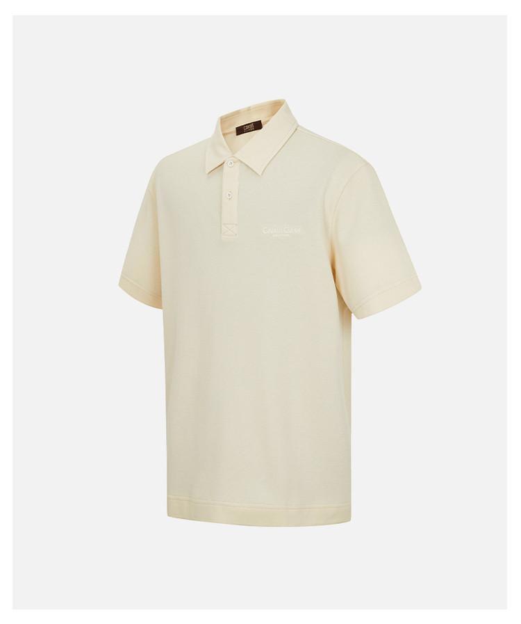 [100% Cotton Embroidered Alphabet] Spring and Summer Solid Color Simple and High End Versatile Men's Short Sleeved Polo Shirt
