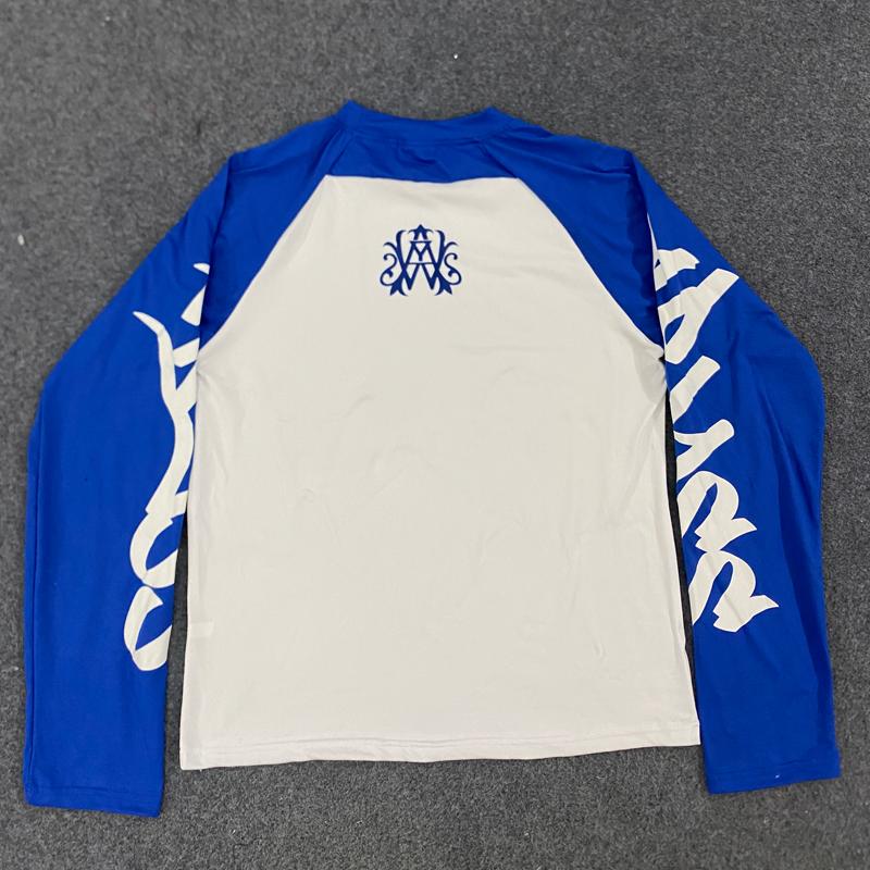 European and American personalized printed color blocked round neck long sleeved retro top