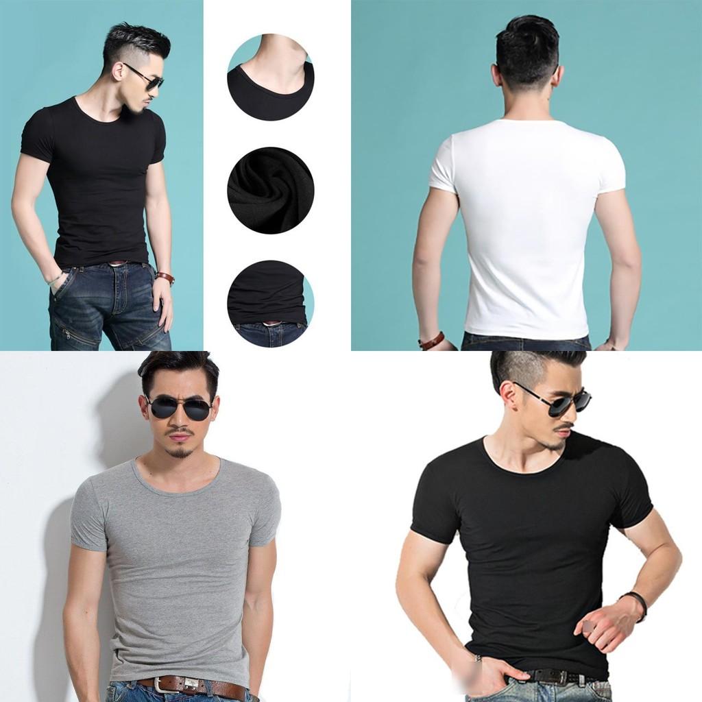 Men's Summer Casual Fashion Solid Color O-neck T-shirt With Short Sleeves