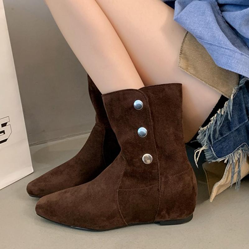 

Модные Зимние Новые Элегантные Нескользящие С Квадратным Носком Однотонные Модные На Плоской Подошве На Высоком Каблуке Теплые Повседневные С Внутренней Платформой Женские Ботинки 40 коричневый