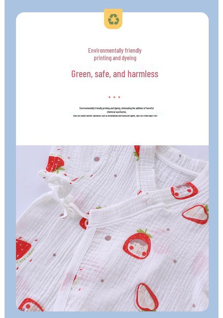 Baby Sleeveless Gauze Bodysuit - Lightweight Cotton Jumpsuit with Lace-up Detail for Spring/Summer
