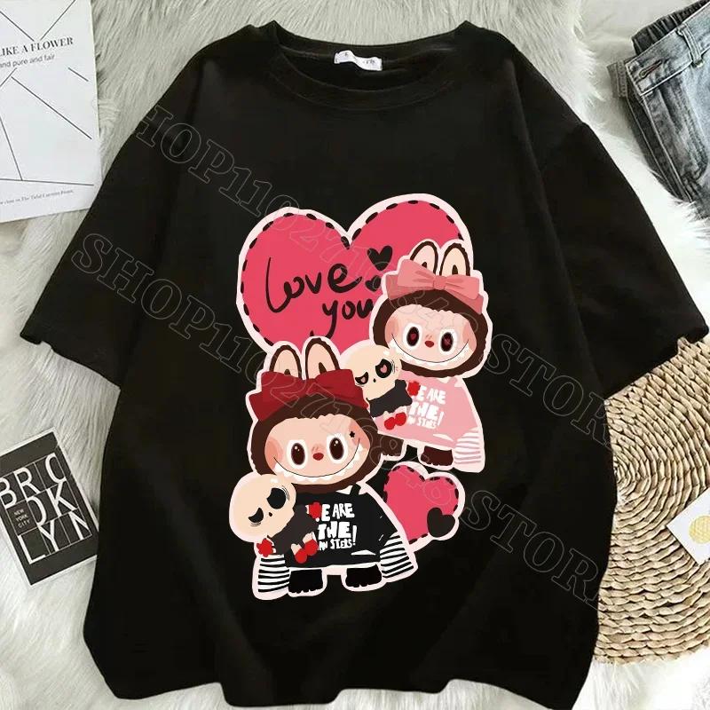 Women Labubu Adult Sweethearts Clothes T Shirts Girl Cartoon Anime Graphic Print Shirt Fashion Tops FeUnisex Birthday Party Gifts